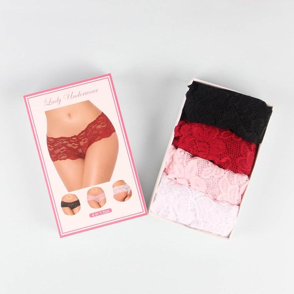 Sexy Floral Lace Panties 4 in 1 Set