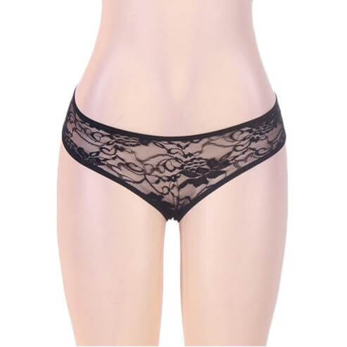 Bow Fronted Open Crotch Floral Lace Panties 4 in 1 Set