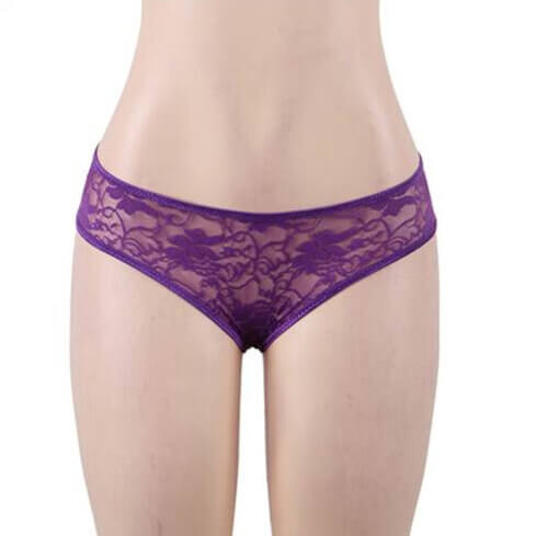 Bow Fronted Open Crotch Floral Lace Panties 4 in 1 Set