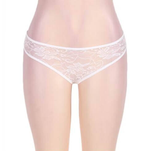 Bow Fronted Open Crotch Floral Lace Panties 4 in 1 Set