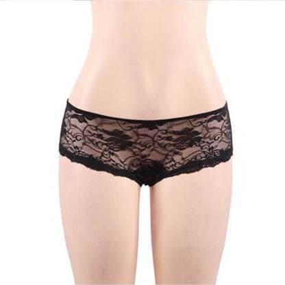 Booty Tied Open Crotch Floral Lace Panties 4 in 1 Set