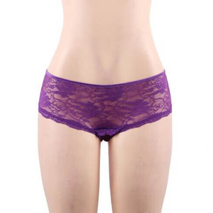 Booty Tied Open Crotch Floral Lace Panties 4 in 1 Set