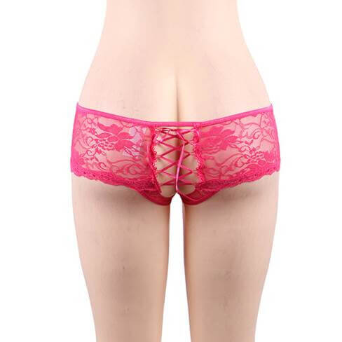 Booty Tied Open Crotch Floral Lace Panties 4 in 1 Set